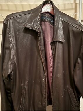 Men's Classic Dark Brown Leather Bomber Jacket